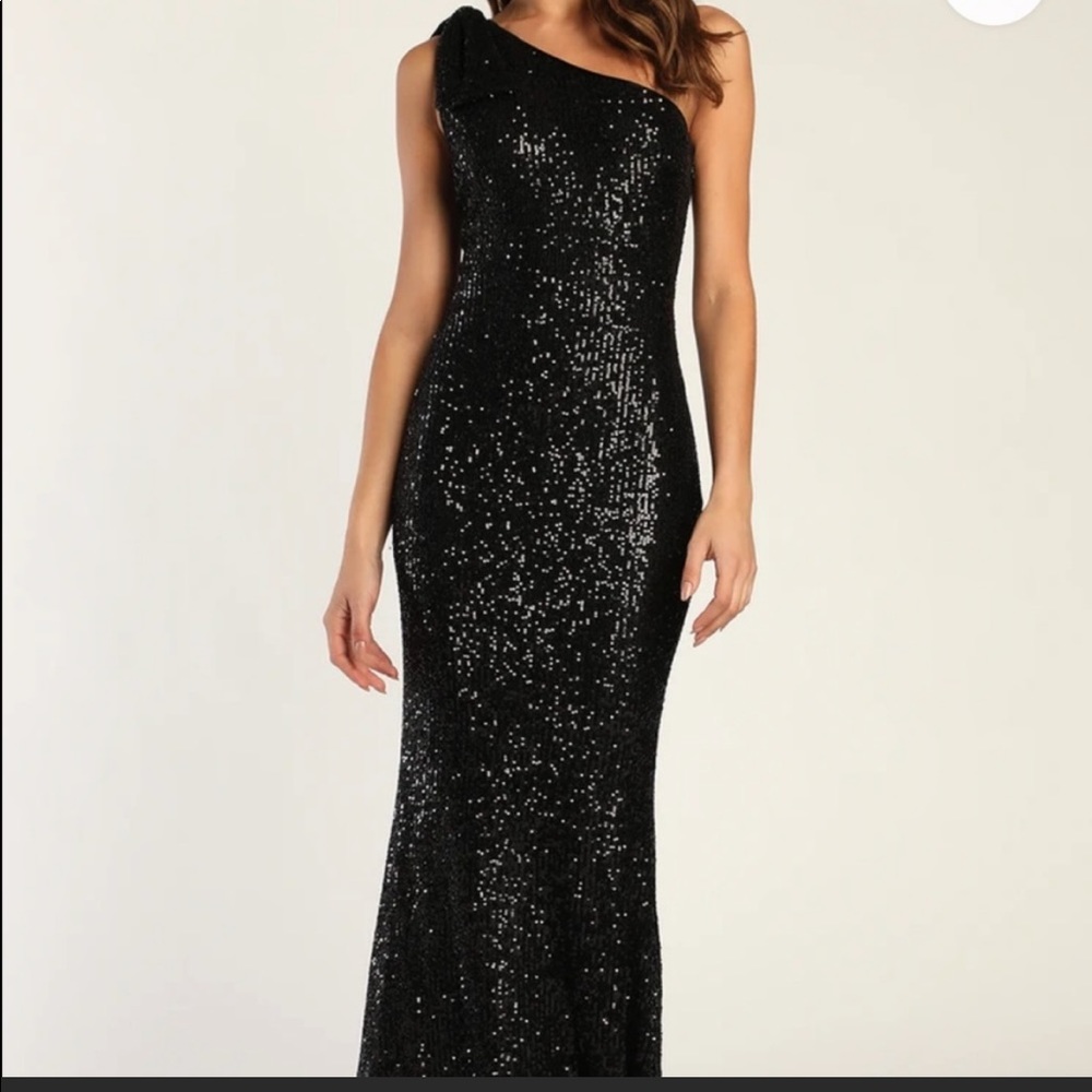 Lulus black sequin one shoulder dress